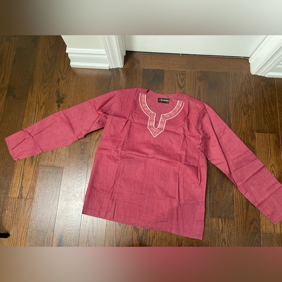 *Brand New* Red Ruby Indian Cotton Kurta (loose blouse) 👚 - Picture 3 of 7